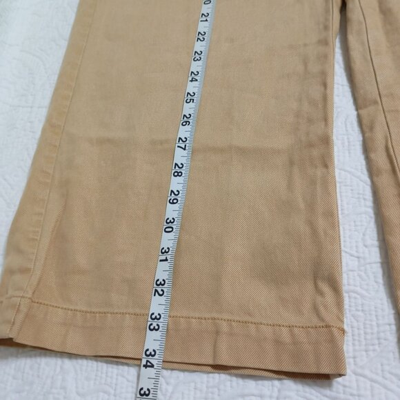Nicole Miller High-Waisted Wide Leg Tan Pants US 2 Cotton Blend Womens Demin - Picture 8 of 9